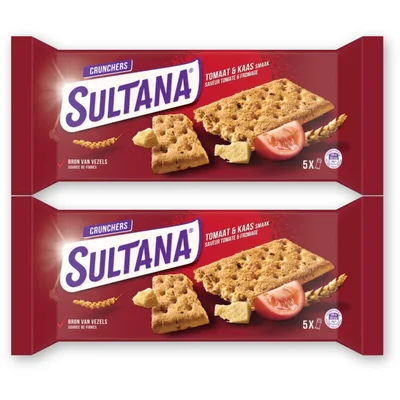 Sultana Crunchers tomaat & kaas 2-pack