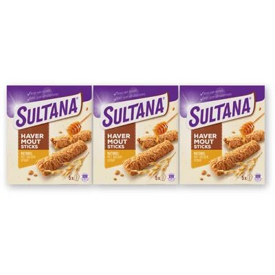 Sultana Havermoutsticks naturel golden syrup 3pk