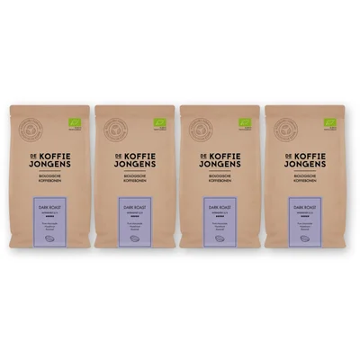De Koffiejongens Dark roast koffiebonen 4-pack