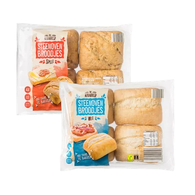 DE AFBAKKER Steenovenbroodjes wit en spelt 2 VOOR