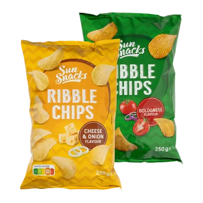 Sun Snacks Ribbelchips bolognese of cheese & onion