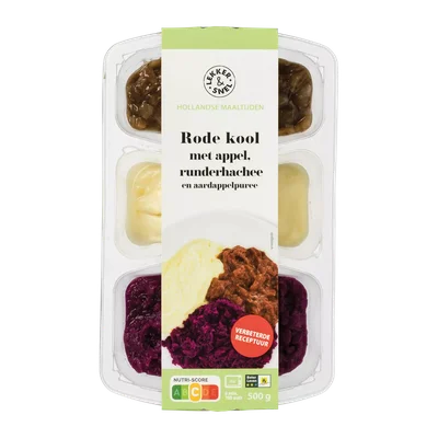 Lekker & Snel 3-vaks Hollandse maaltijd Rode kool & runderhachee