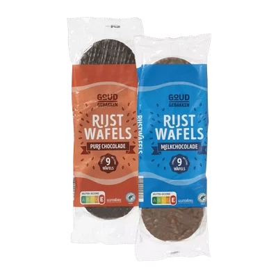 Goud-Gebakken Rijstwafels melk- of pure chocolade