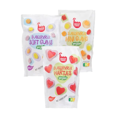 Snoepfabriek Suikervrije hartjes, mini- of soft gums