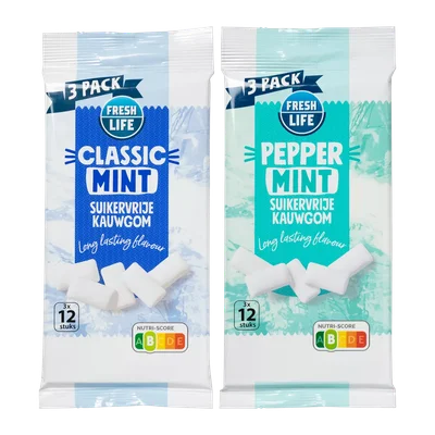 Fresh Life 3-pack suikervrije kauwgom