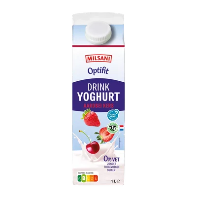 Milsani Magere drinkyoghurt aardbei-kers