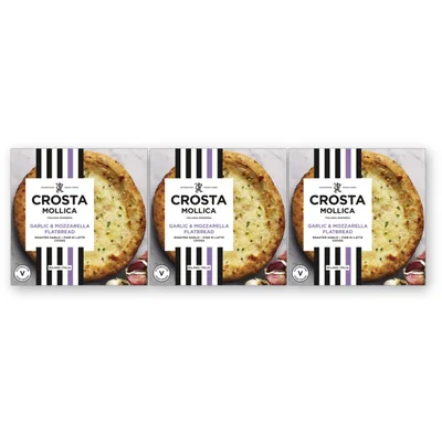 Crosta & Mollica Garlic & mozzarella flatbread 3-pack