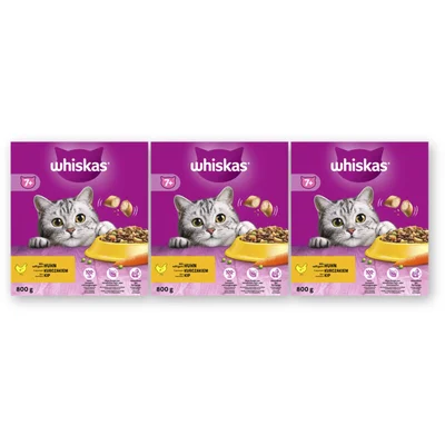 Whiskas 7+ Brokken met kip 3-pack