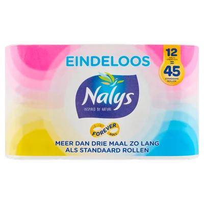 Nalys Eindeloos toiletpapier 4=15 rol 2-pack (12 st)