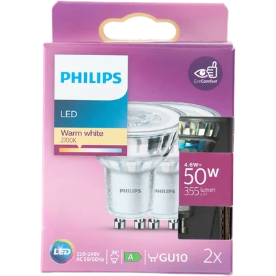 Philips Led spot GU10 50W dimbaar (2 st)
