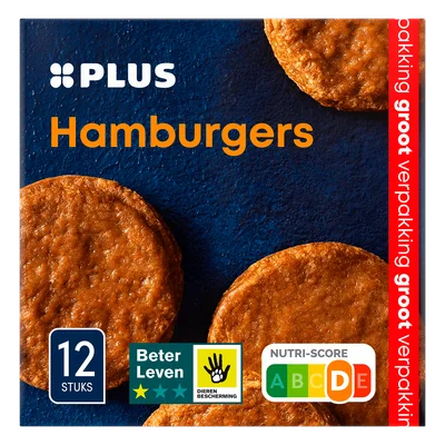 PLUS Hamburgers Doos 4 st (12 st)
