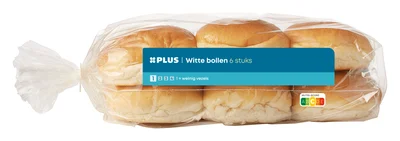 PLUS Witte bollen lekker lang lekker (6 st)