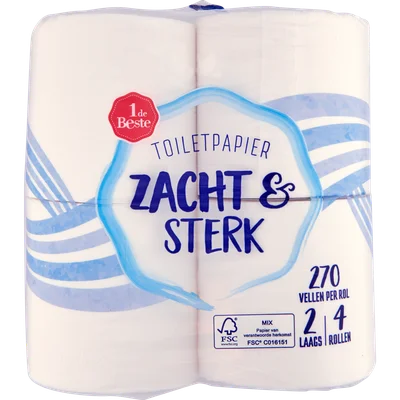 1 de Beste Toiletpapier 2 laags (4 st)