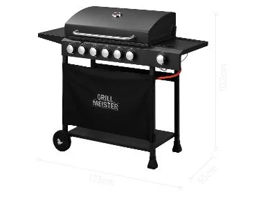 GRILLMEISTER Gas-BBQ met 6 branders en 1 zijbrander