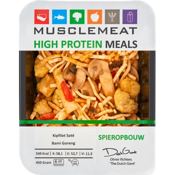 Muscle Meat High Protein Meals Kipfilet Saté Bami Goreng Spieropbouw 450 g