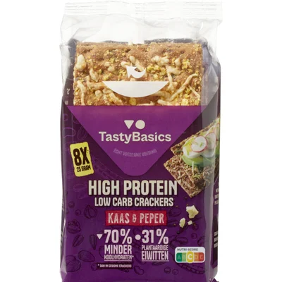 TastyBasics Low carb-high protein cracker kaas peper