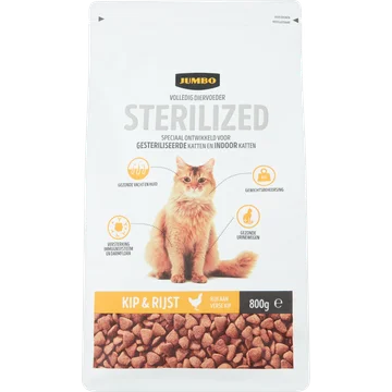 Jumbo Volledig Diervoeder Katten Gesteriliseerd Kip & Rijst 800 g