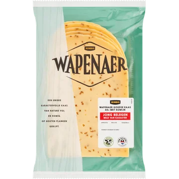 Wapenaer Goudse Kaas Jong Belegen met Komijn 48+ Plakken ca. 200 g