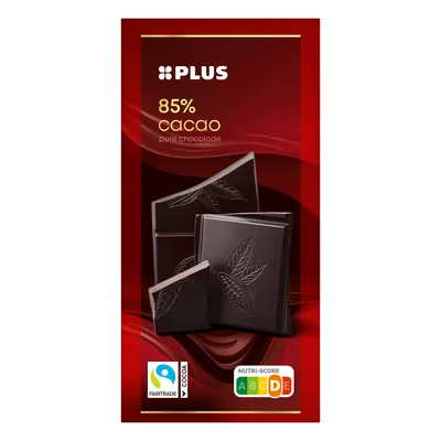 PLUS Chocoladereep 85% puur Fairtrade