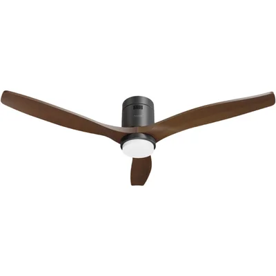 Hombli Smart ceiling fan & light - black/wood