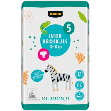 Jumbo Luierbroekjes Maat 5 12-17 kg Voordeelverpakking 2 x 38 Stuks (20 st)