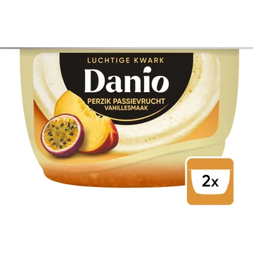 Danio Luchtige Kwark Vanille Perzik Passievrucht 2 x 125g