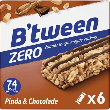 B'tween Mueslireep Zero Pinda & Chocolade 6 x 20g
