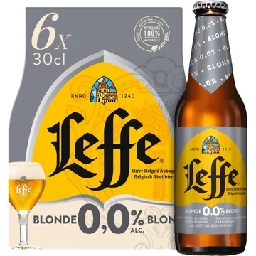 Leffe Blond 0.0 Belgisch abdijbier flessen 6 x 30 cl