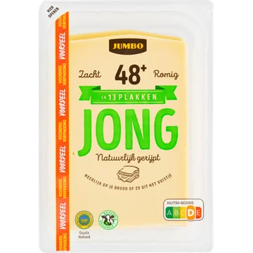 Jumbo Jonge Kaas 48+ Voordeelverpakking Plakken 400 g