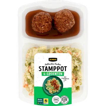 Jumbo Stamppot 4-Groenten met Gehaktballen in Jus 500 g