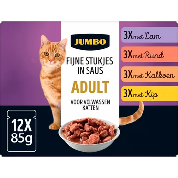 Jumbo Kat Fijne Stukjes in Saus Adult 12 x 85 g