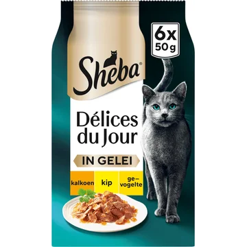 Sheba Kattenvoer Délices du Jour - Gevogelte Selectie in gelei Natvoer - 6 x 50 g
