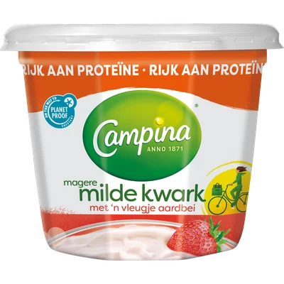 Campina Magere kwark aardbei