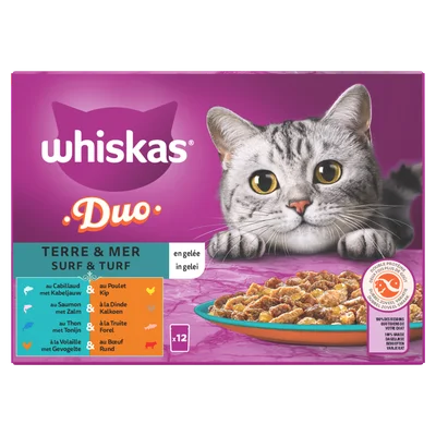 Whiskas Kattenvoer surf&turf gelei  1+ jaar 12st.