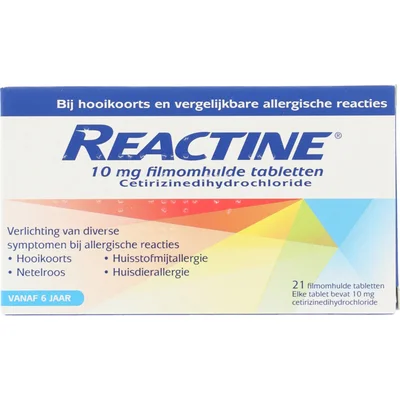 Reactine Hooikoortstabletten cetirizine 10mg (21 st)