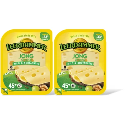 Leerdammer Original jong 45+ plakken 2-pack
