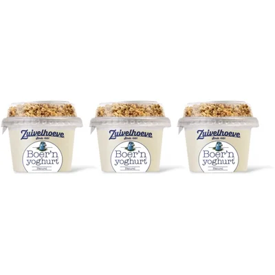 Zuivelhoeve Boer'n yoghurt naturel & muesli 3-pack