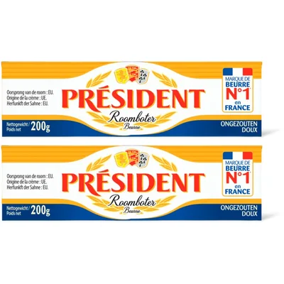 Président Roomboter ongezouten 2-pack