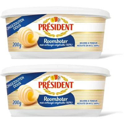 Président Roomboter ongezouten 2pck