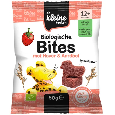 De Kleine Keuken Bites haver aardbei 12+