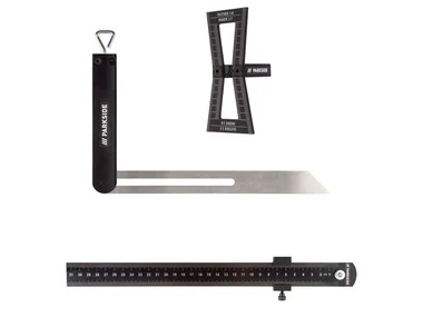 PARKSIDE® Zwaaihaak- en zwaluwstaartsjablonenset of ijzeren liniaal