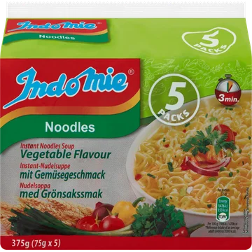 Indomie Instant Noodles Soup Vegetable Flavour 5 x 75 g