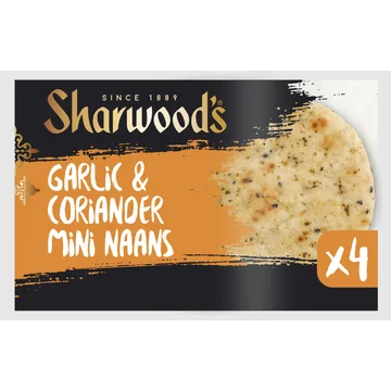 Sharwood's Garlic & Coriander Mini Naans 4 Stuks 260 g