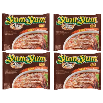 Yum Yum Instant Noedels Rundvleessmaak 4 x 60 g