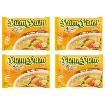 Yum Yum Instant Noedels met Kerriesmaak 4 x 60 g