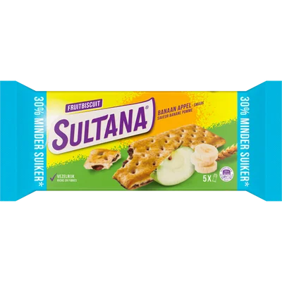 Sultana Fruitbiscuits banaan appel 30%