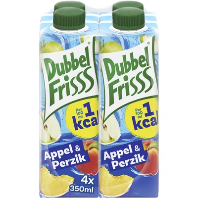 DubbelFrisss 1kcal appel-perzik 4-pack