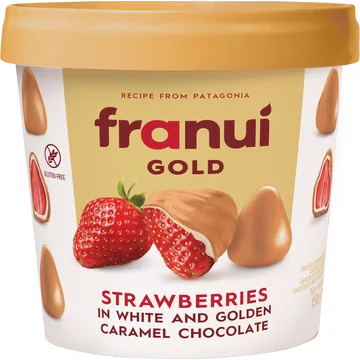 Franui Gold Aardbeien in Witte Chocolade met karamel Vriesvers 150 g