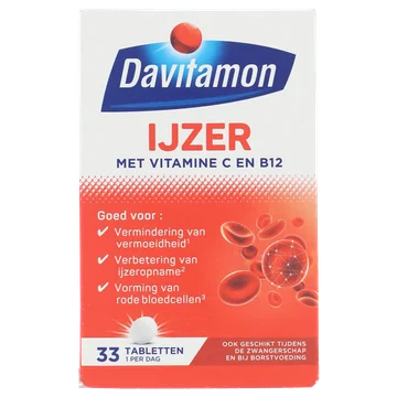 Davitamon IJzer met Vitamine C en B12 33 Tabletten
