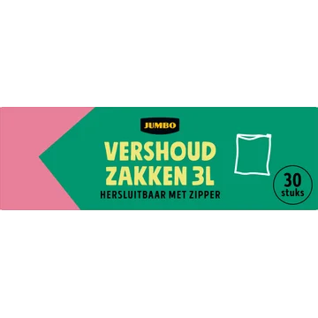 Jumbo Vershoudzakken Hersluitbaar met Zipper 3 L 30 Stuks
